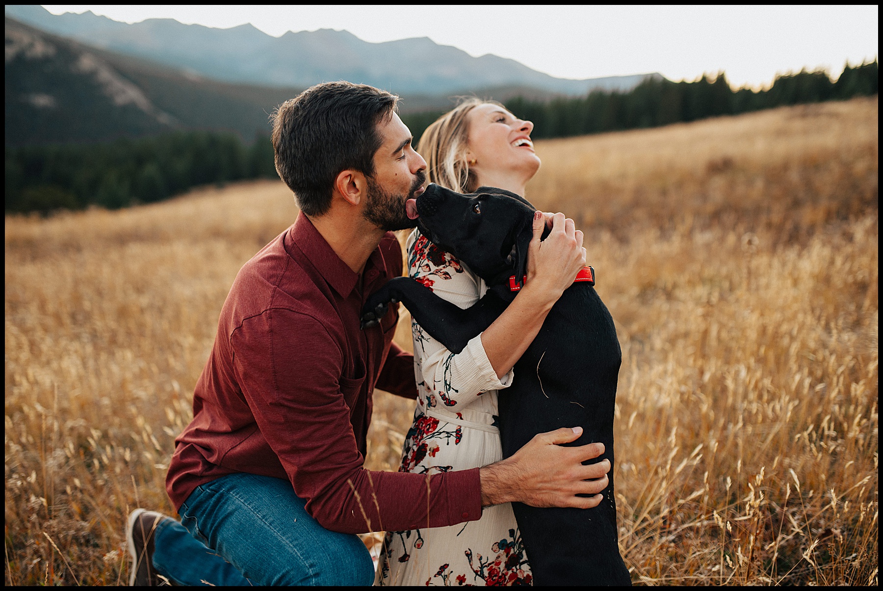 Breckenridge engagement session on Boreas Pass with their dog