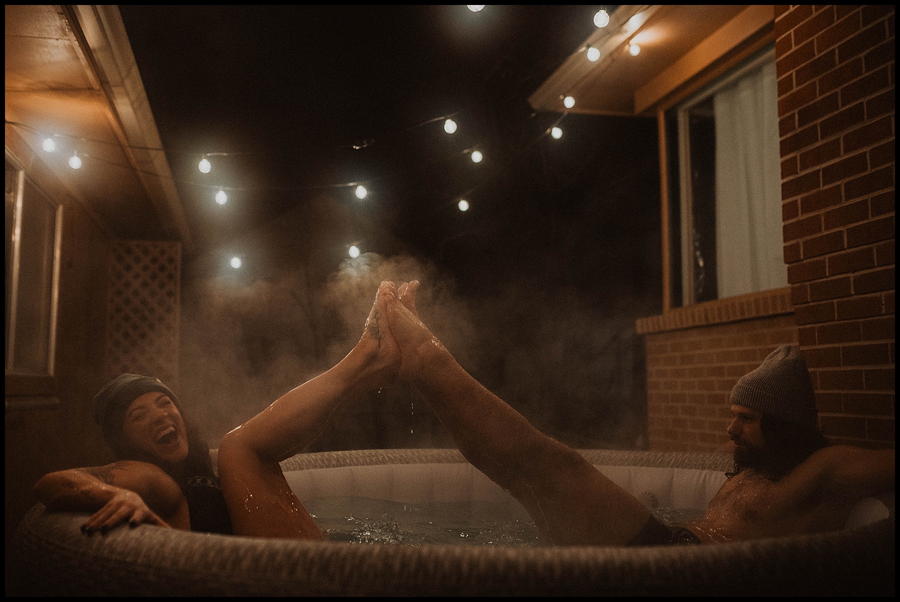 Colorado springs engagement session in a hot tub