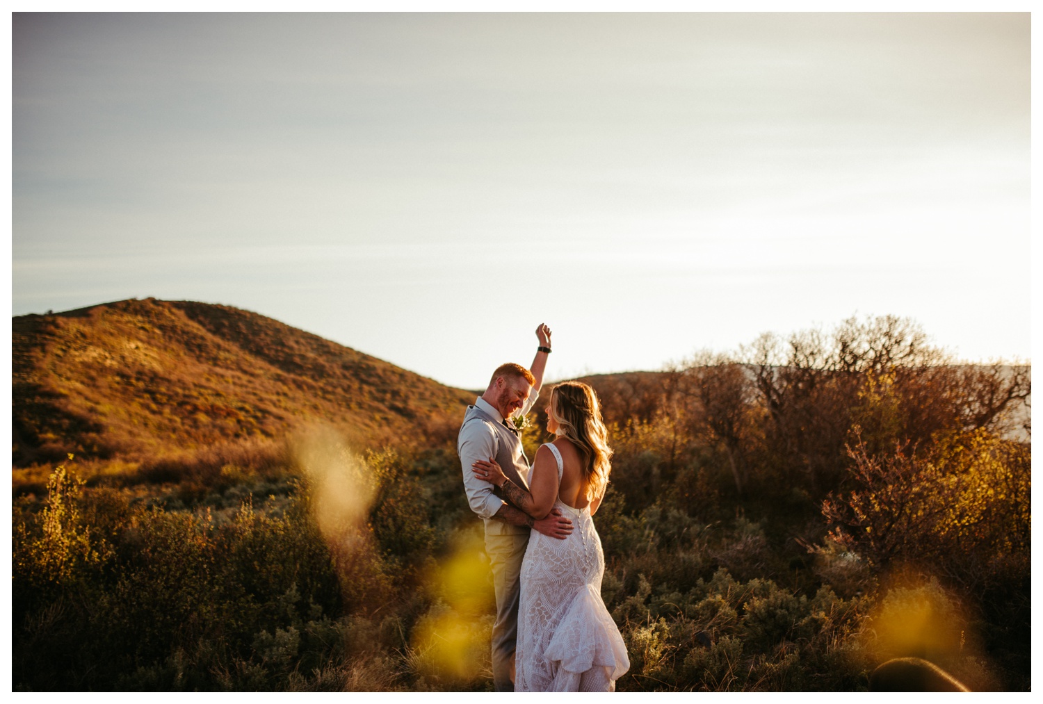 A bride and groom at celebrating their wedding day with a Carbondale, Colorado elopement near Aspen and Glenwood Springs at Mt. Sopris.