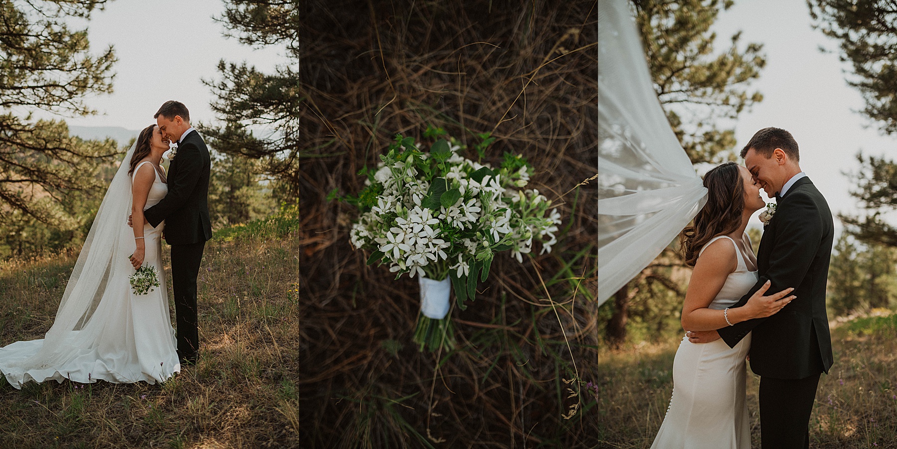 a couple share a first look at their wedding day in Boulder, Colorado.