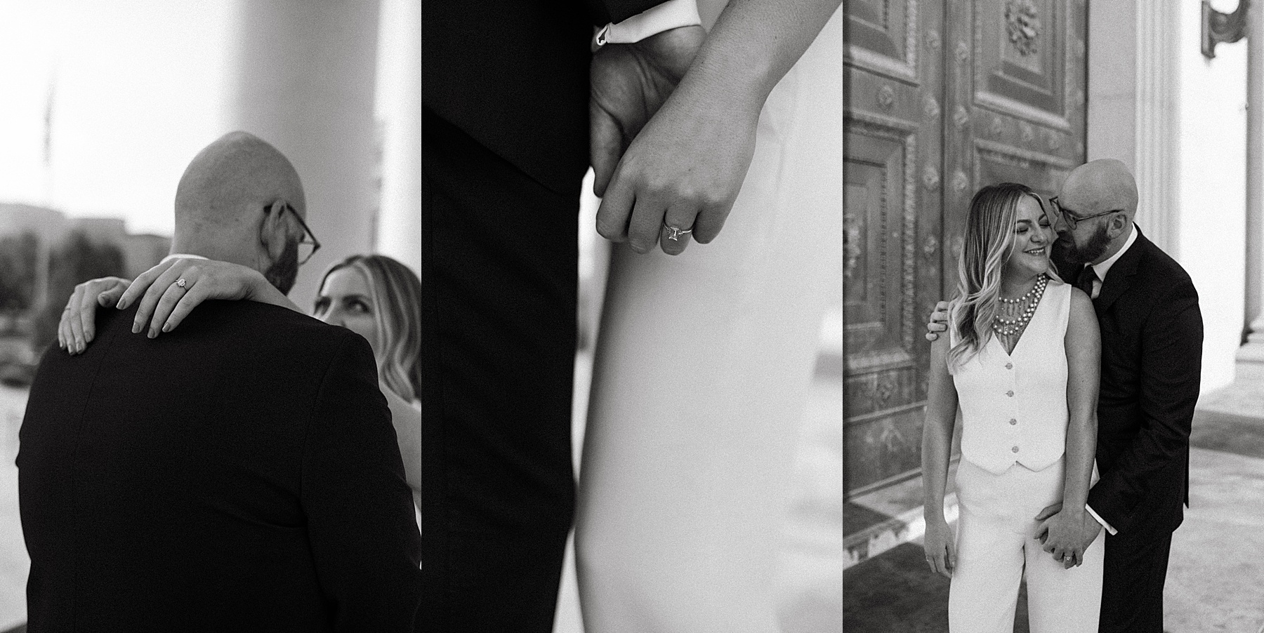 a couple doing denver engagement photos at the courthouse