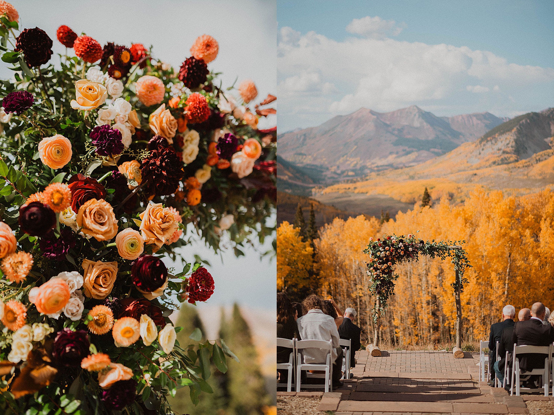 fall wedding at ten peaks at crested butte resort with bramble and bloom florals