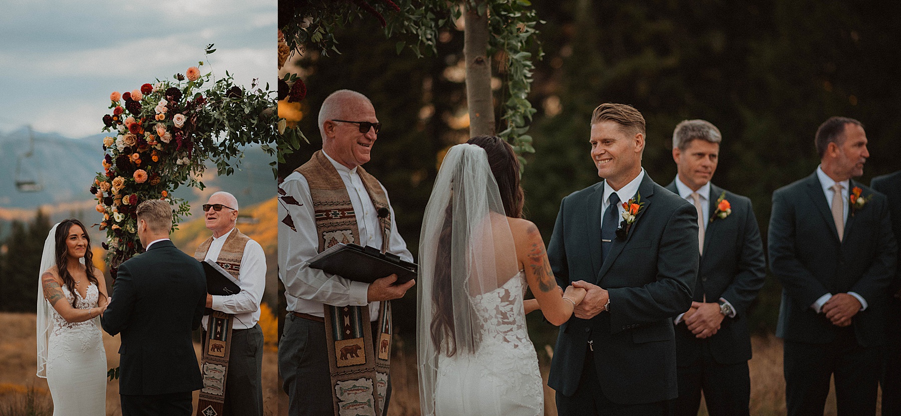 wedding on ten peaks at crested butte resort in crested butte for their fall wedding in the mountains