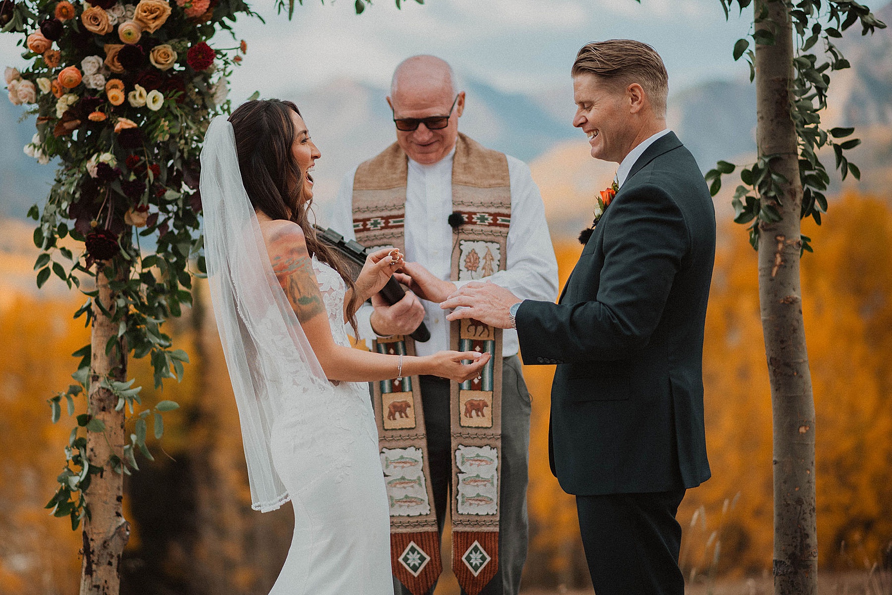 wedding on ten peaks at crested butte resort in crested butte for their fall wedding in the mountains