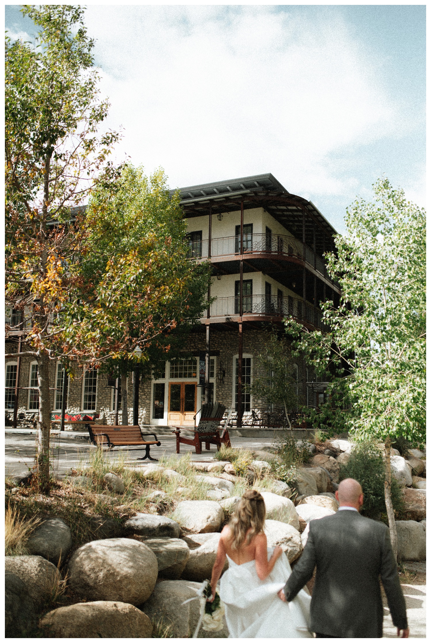 Bride and groom in Surf Hotel, Buena Vista on their wedding day. Colorado wedding photographer. Parr Photo Co. Luxury wedding. Chateau wedding. 