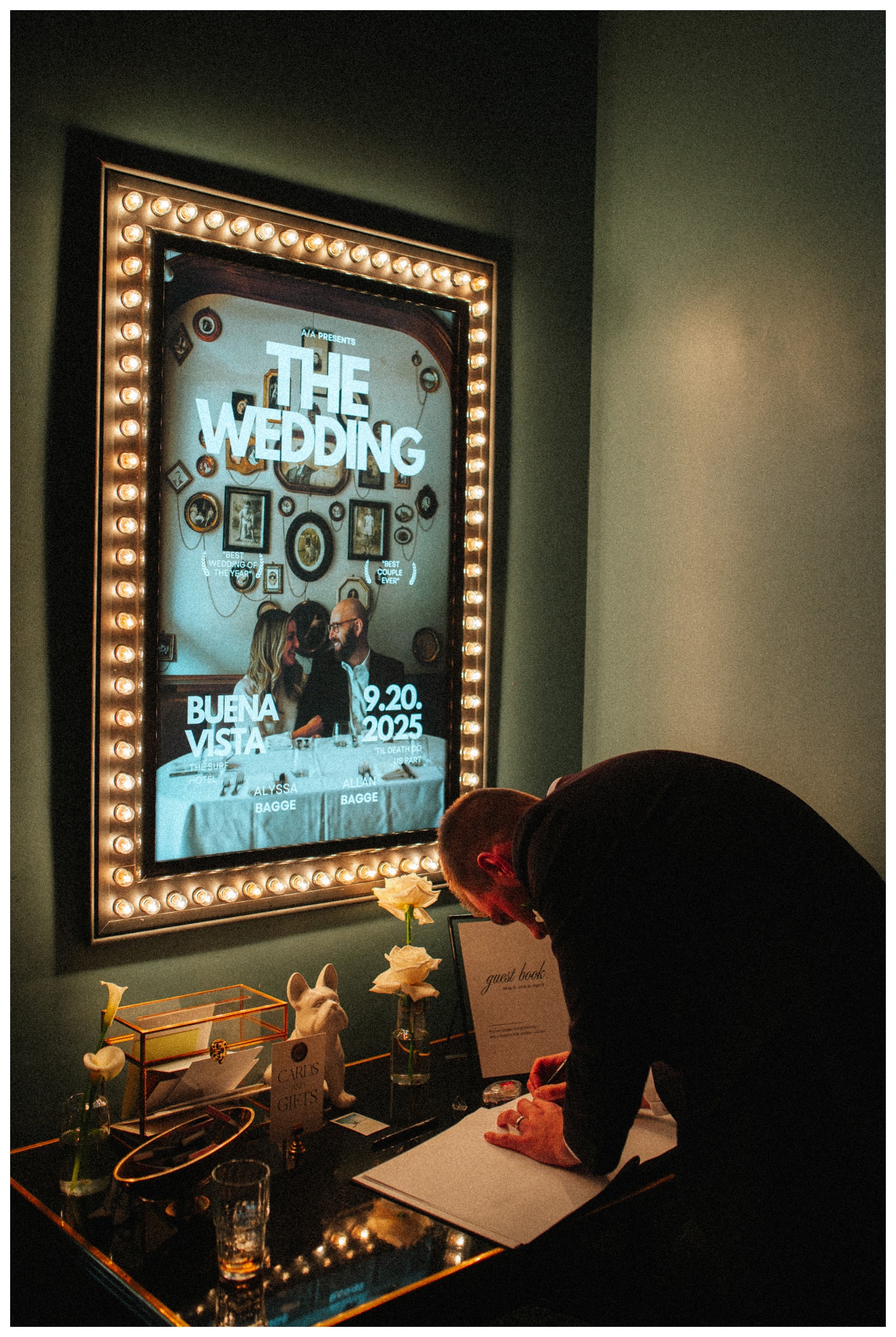 Guest signing into a wedding at the Surf Hotel and Chateau