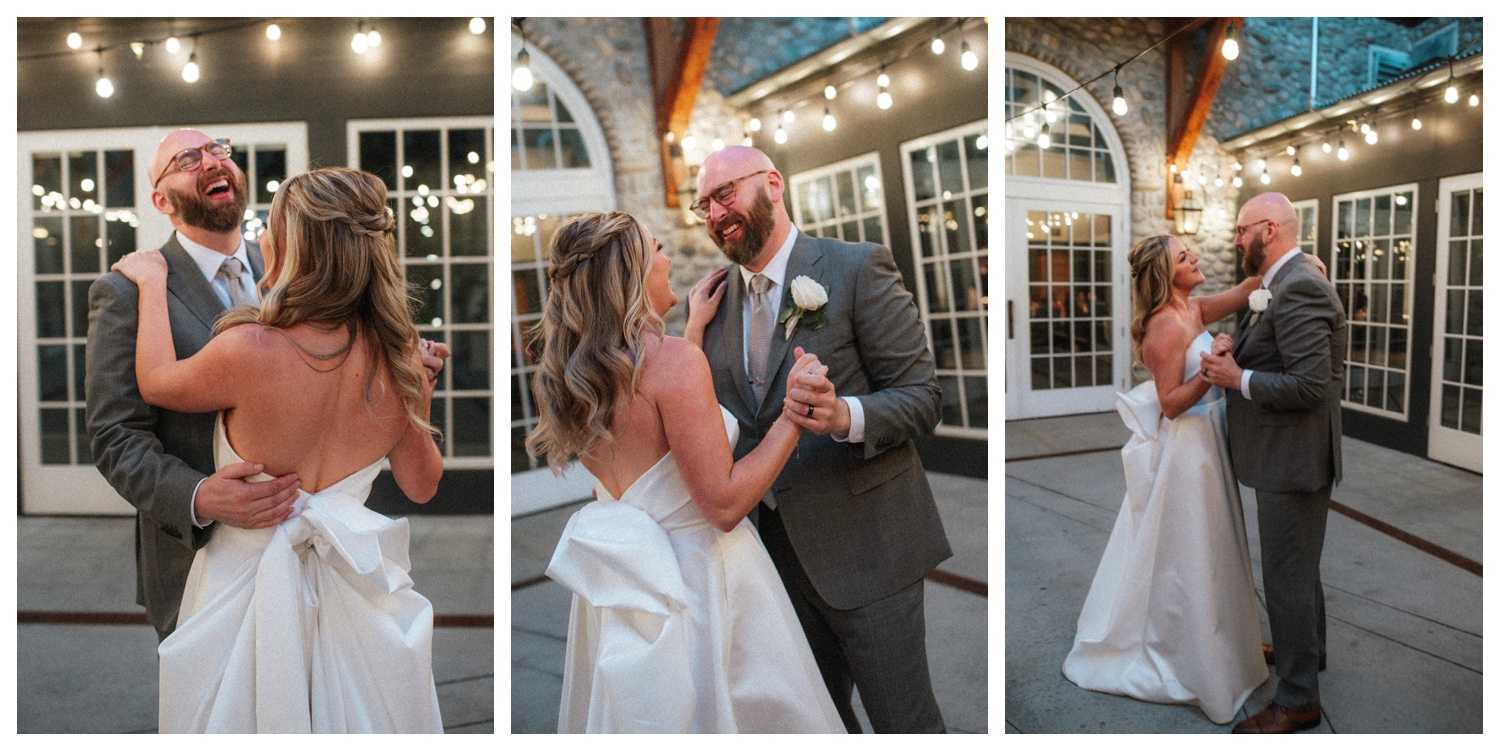 bride and groom dancing at the Surf Hotel in Buena Vista. Luxury wedding in the mountains. Colorado wedding photographer. Parr Photo Co. 