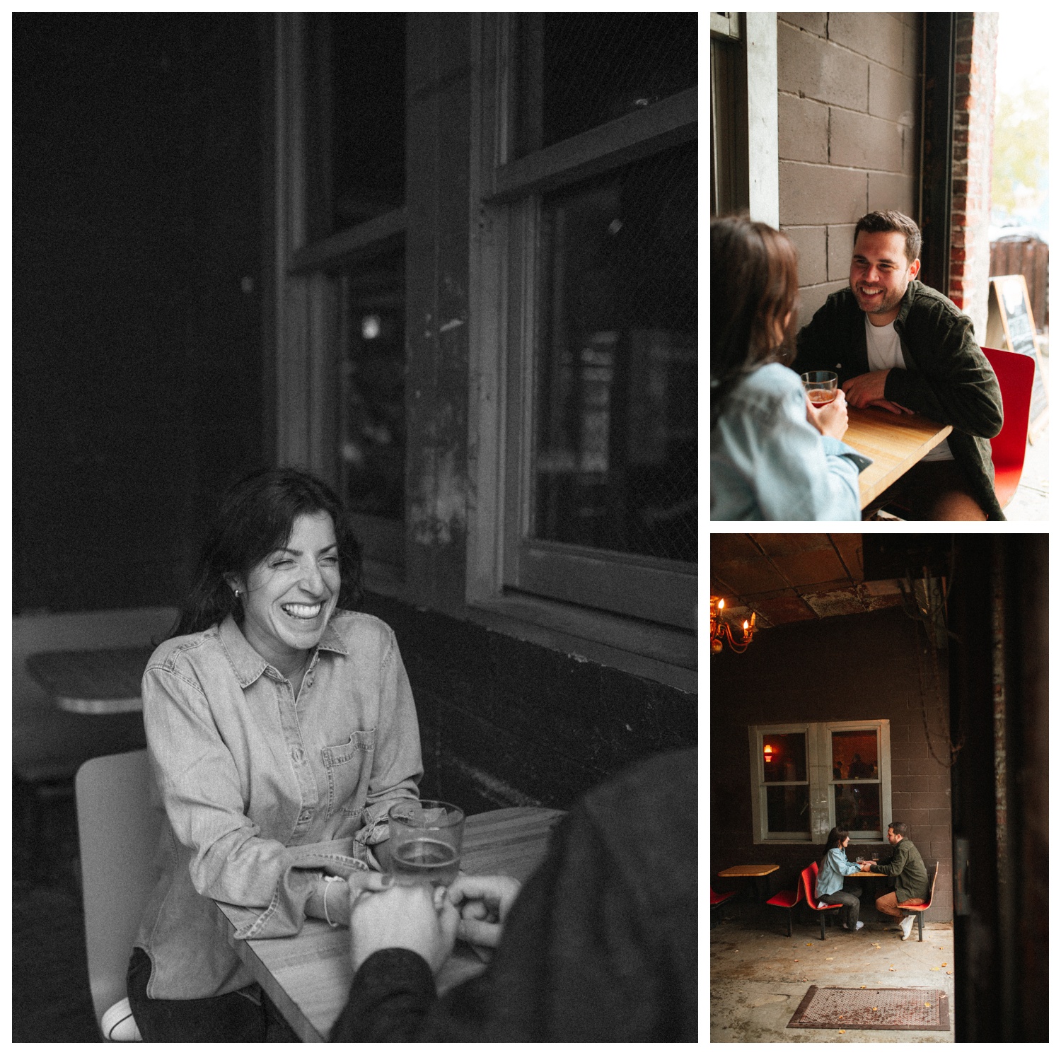 Engaged couple at THE GUTTER bowling alley for their engagement session in Williamsburg Brooklyn. Brooklyn Wedding Photographer. Parr Photo Co