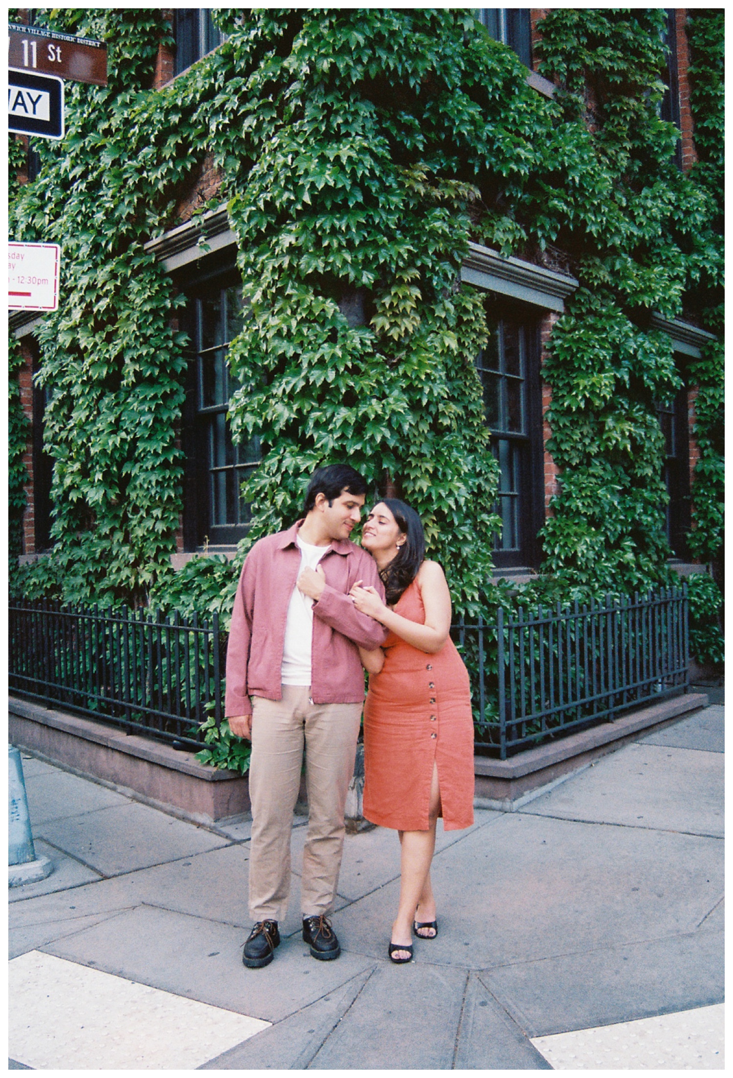 A film photo at the corner of an iconic street in the West Village