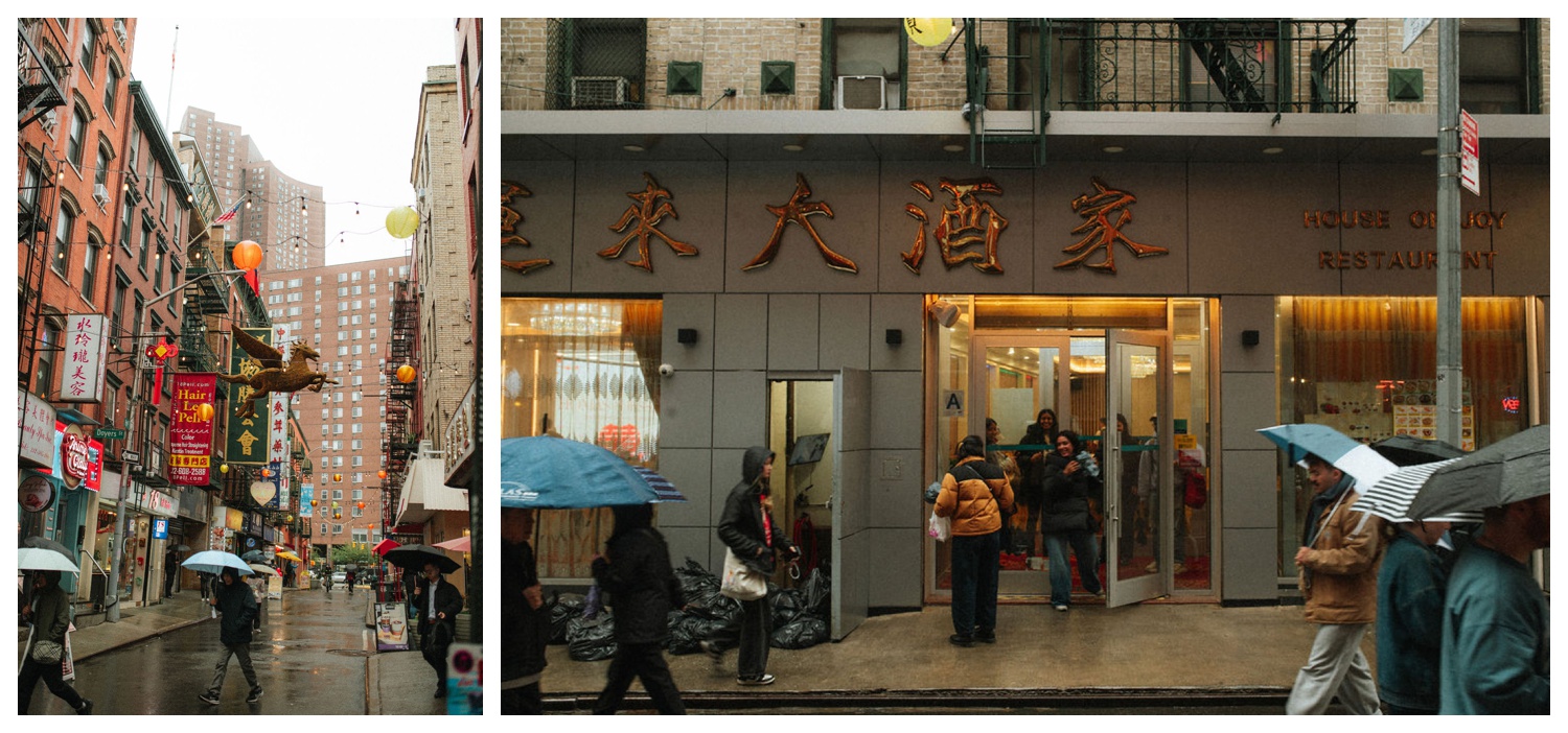 Images of busy streets in Chinatown NYC for a tea ceremony