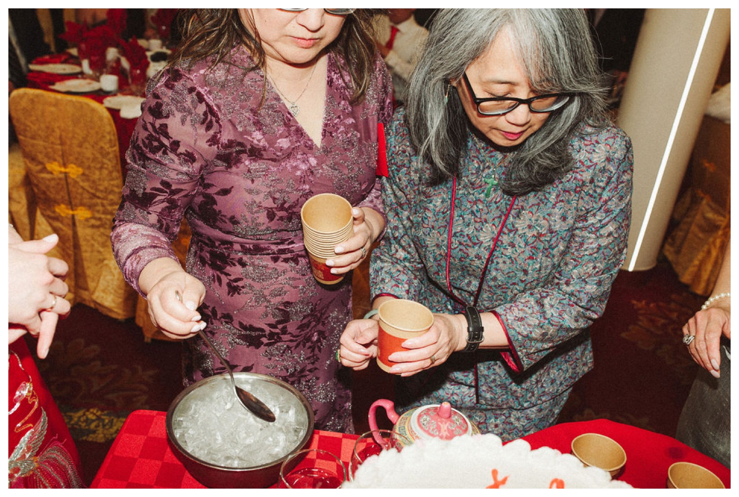 The elders preparing tea for the tea ceremony